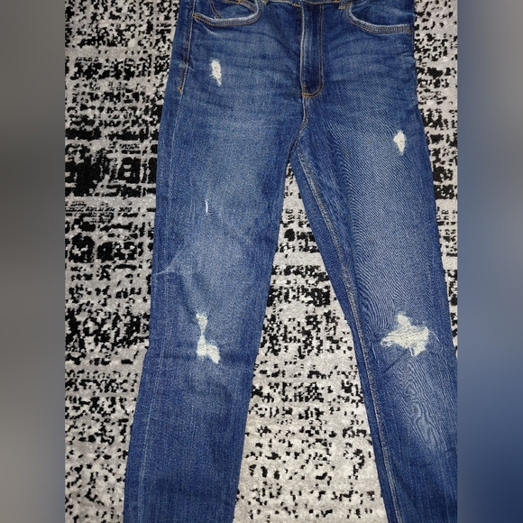 Zara Trafaluc Distressed Ripped Skinny Jeans Blue Size 6 / 38 - Picture 9 of 16